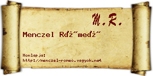 Menczel Rómeó névjegykártya